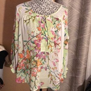 Jennifer Lopez blouse sheer flower